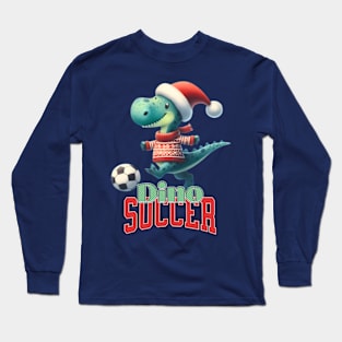 Dinosaur Christmas Soccer Long Sleeve T-Shirt